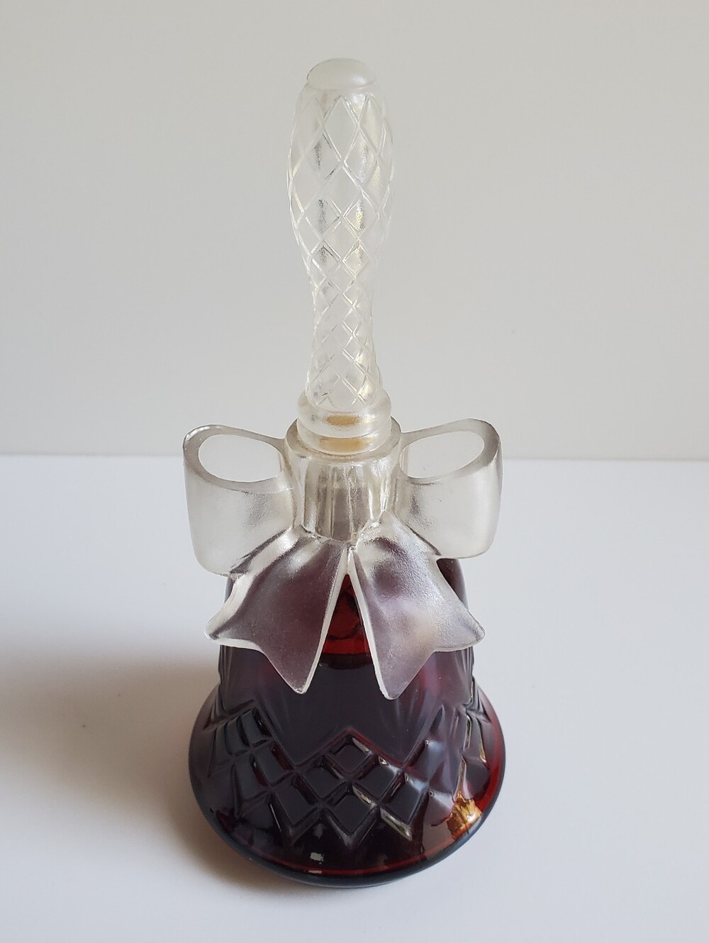 Vintage Avon Perfume Cologne Bottle Cranberry Glass Diamond Cut Bell Shaped